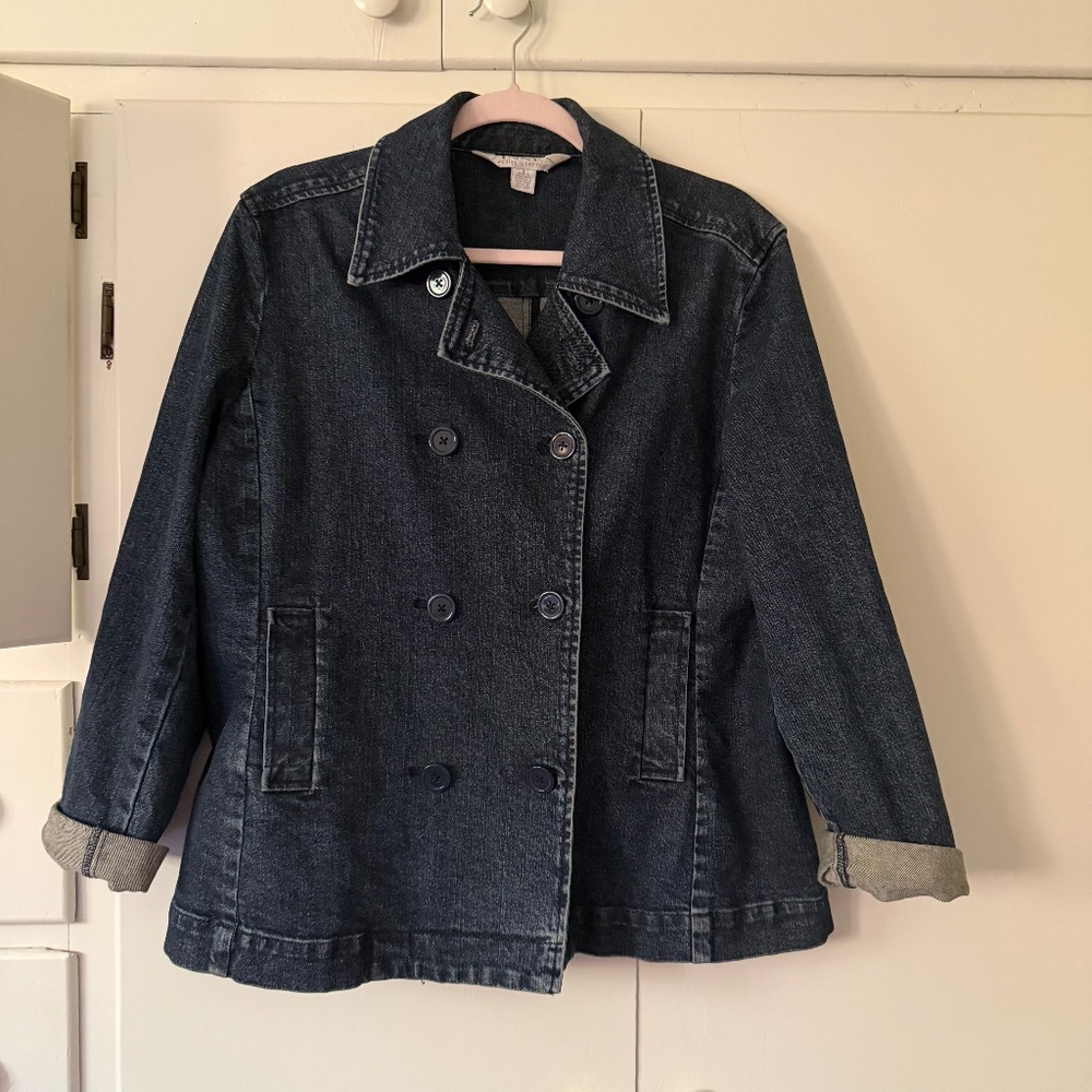 90's Casual Corner Dark Denim Pea Coat